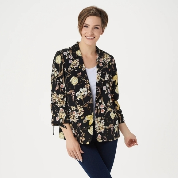 EC Susan Graver Floral Print Colorful Blazer Size 14, Preppy, casual - Picture 1 of 12